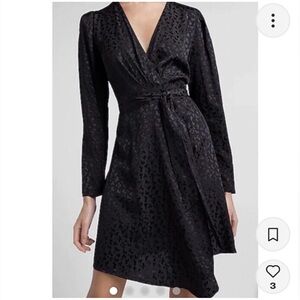 Express Long sleeve cheetah print wrap dress